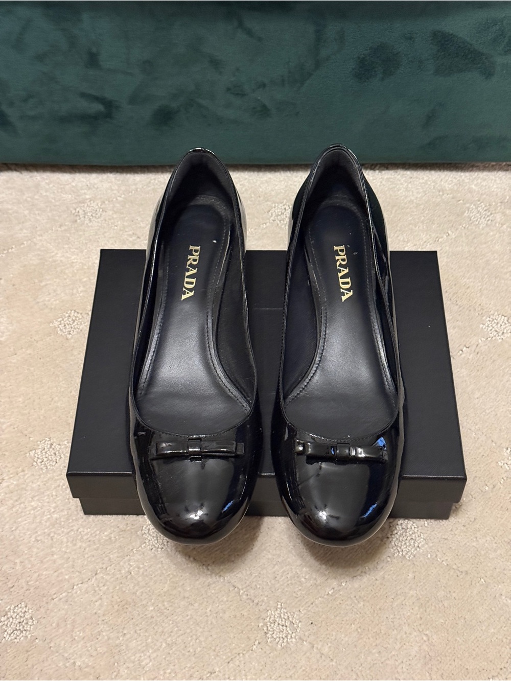 Prada Black Patent Leather Ballet Flats